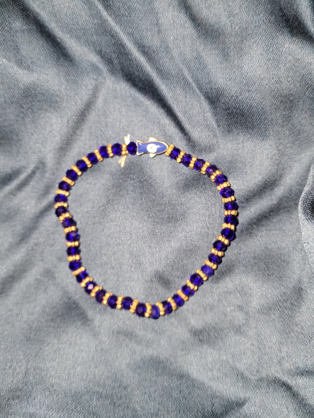 Handmade Navy and Gold Beaded Bracelet